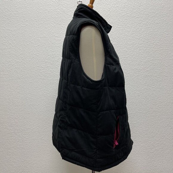Merona Women’s Plus 20W 22W Black Puffer Vest Puffy Sleeveless Pink Zip Pockets - Picture 2 of 11